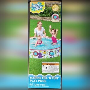 NEW Round Kiddie Marine Pool Fill N Fun Easy Setup 60" X 10" Water Port Holes